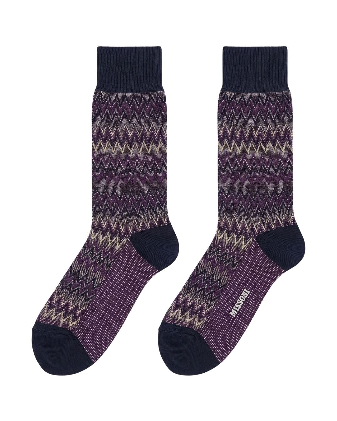 Missoni Missoni Purple Mens Chevron Texture Crew Socks-M