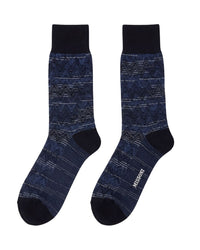 Missoni Missoni Dark Blue Mens Chevron Texture Crew Socks-M