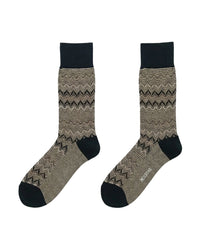 Missoni Missoni Black Beige Mens Chevron Texture Crew Socks-M