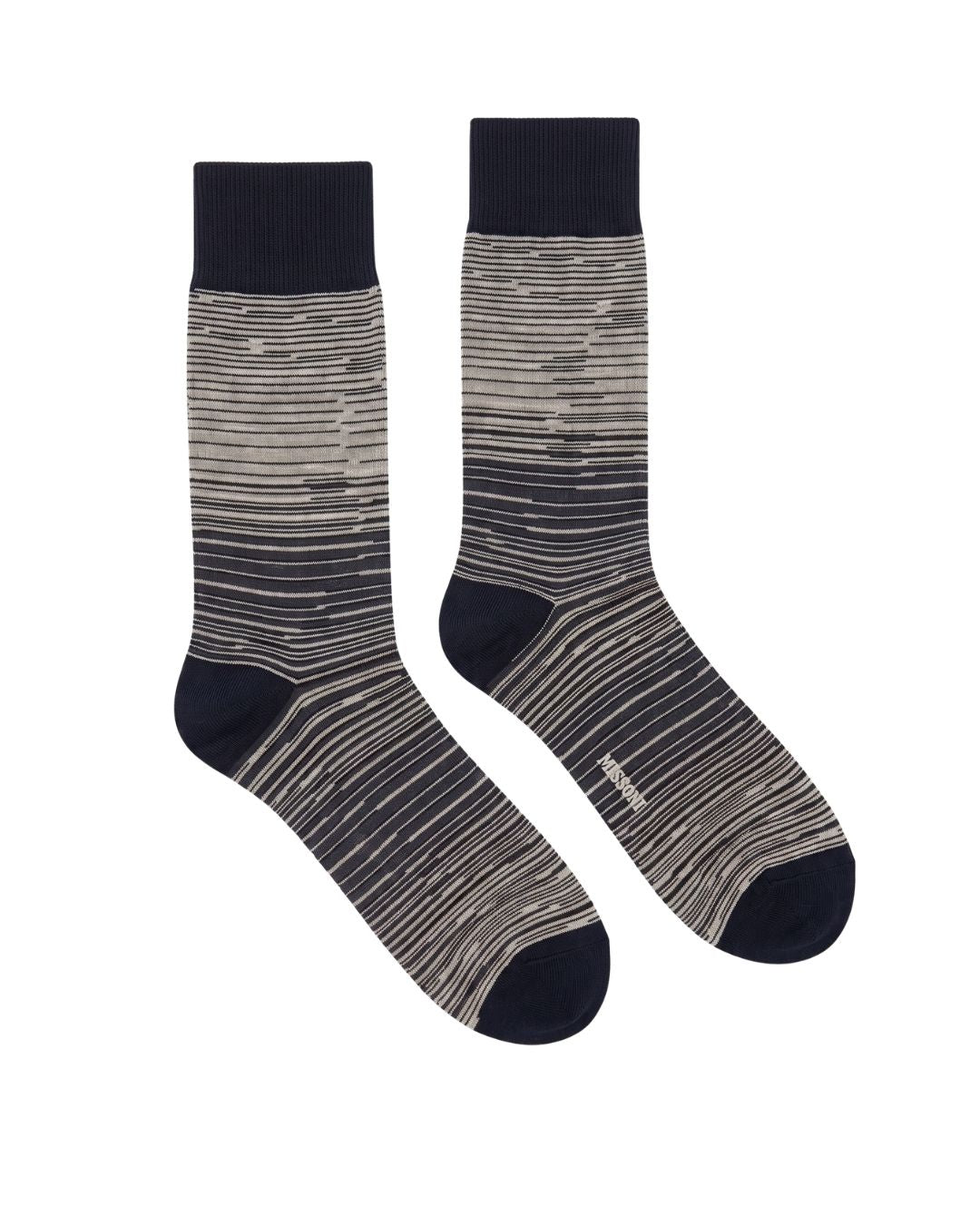 Missoni Missoni Black White Mens Classic Stripe Crew Socks-M