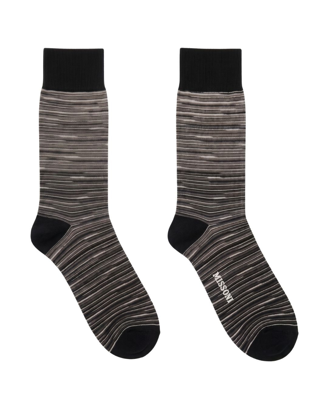 Missoni Missoni Charcoal  Mens Melange Stripe Crew Socks-L