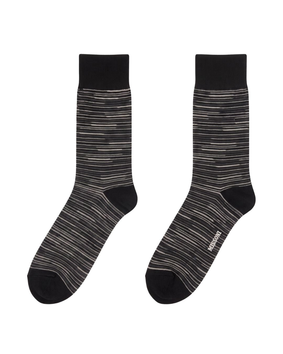 Missoni Missoni Black/Grey Mens Stripe Crew Socks-M
