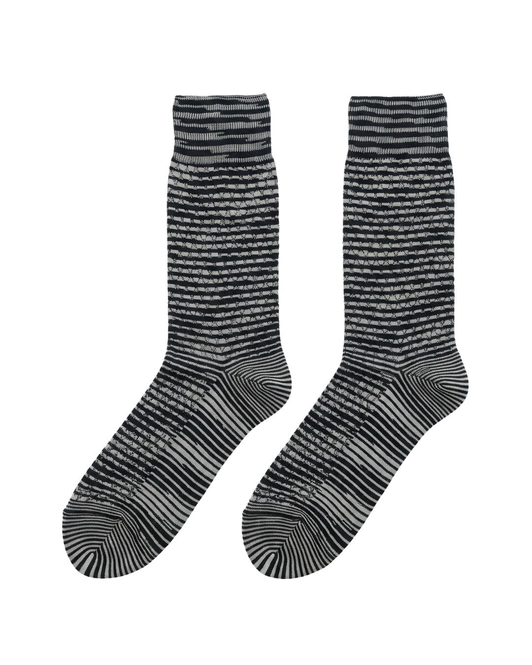 Missoni Missoni White Black Mens Textured Stripe Crew Socks -S