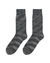 Missoni Missoni White Black Mens Textured Stripe Crew Socks -S