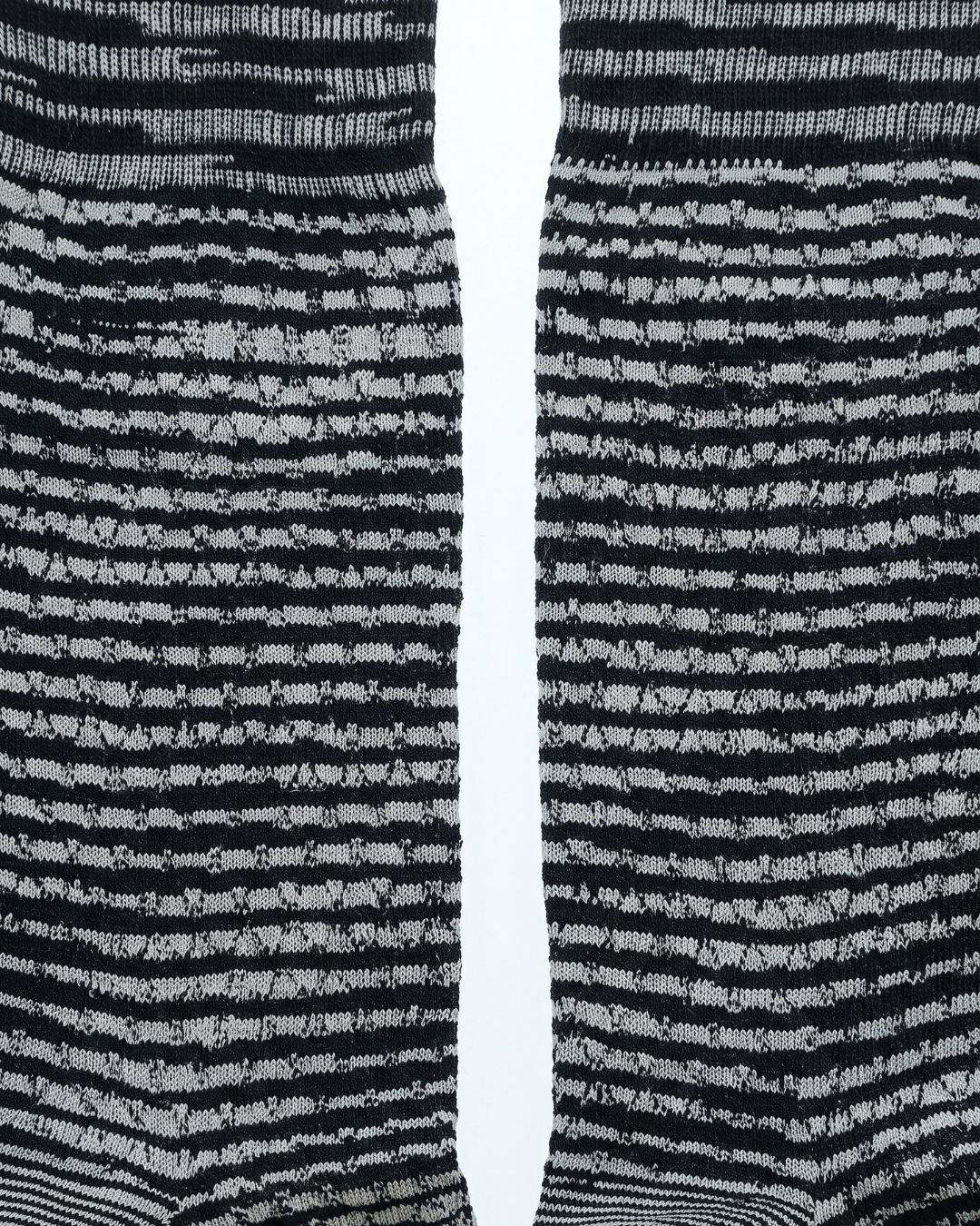 Missoni Missoni White Black Mens Textured Stripe Crew Socks -S