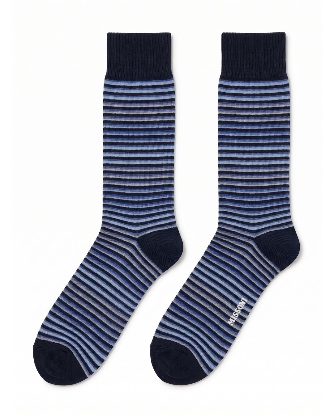 Missoni Missoni Deep Blue Mens Classic Stripe Crew Socks-