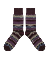 Missoni Missoni Plum Mens Stripe Crew Socks-