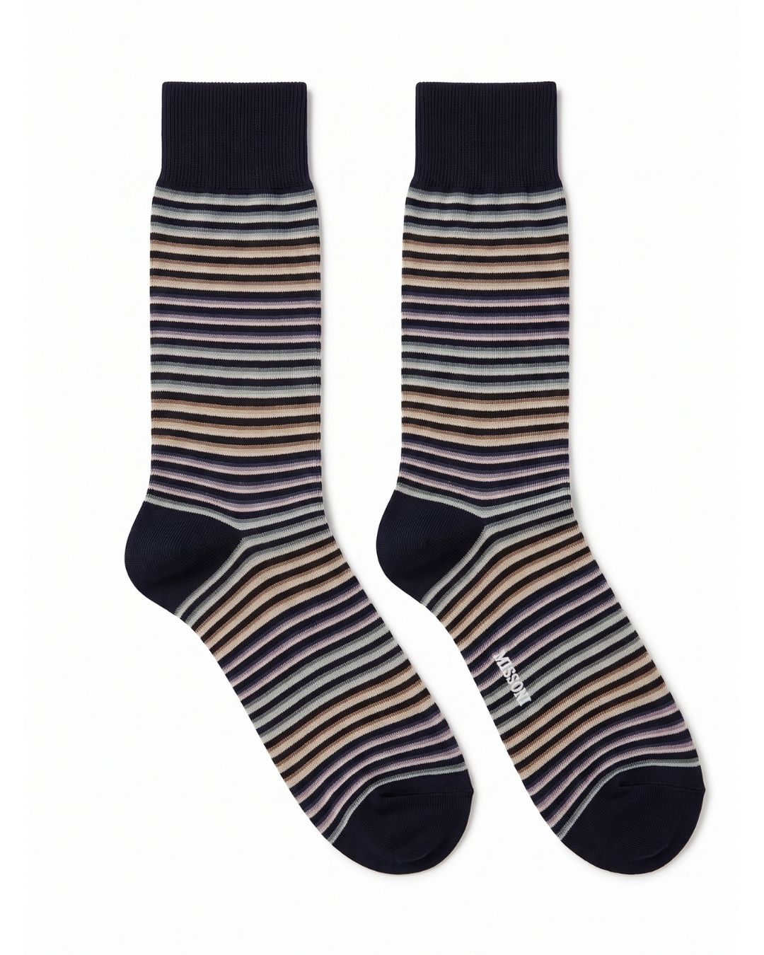 Missoni Missoni Black Multi Mens Stripe Crew Socks-