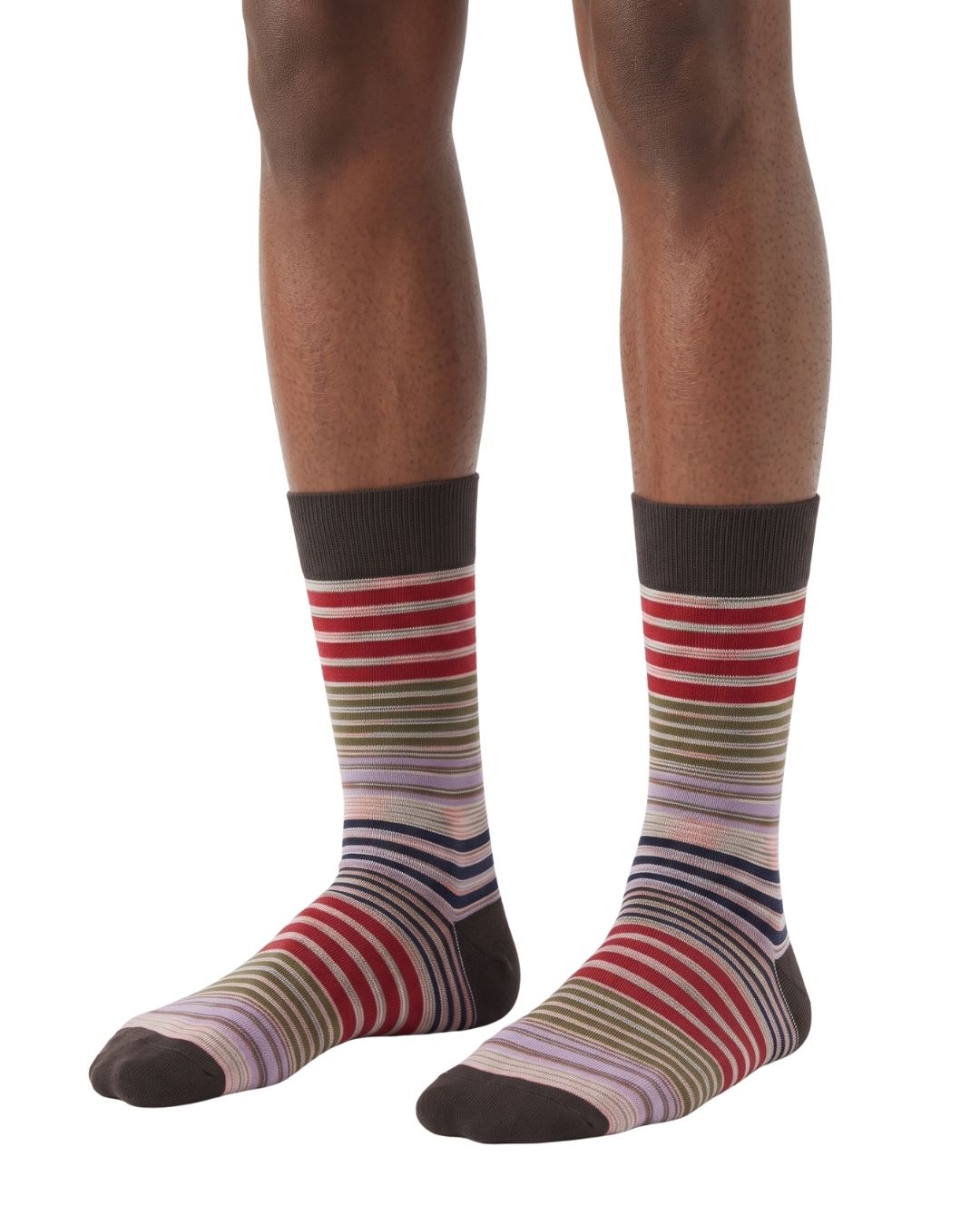 Missoni Missoni Brown Multi Mens Stripe Crew Socks-M