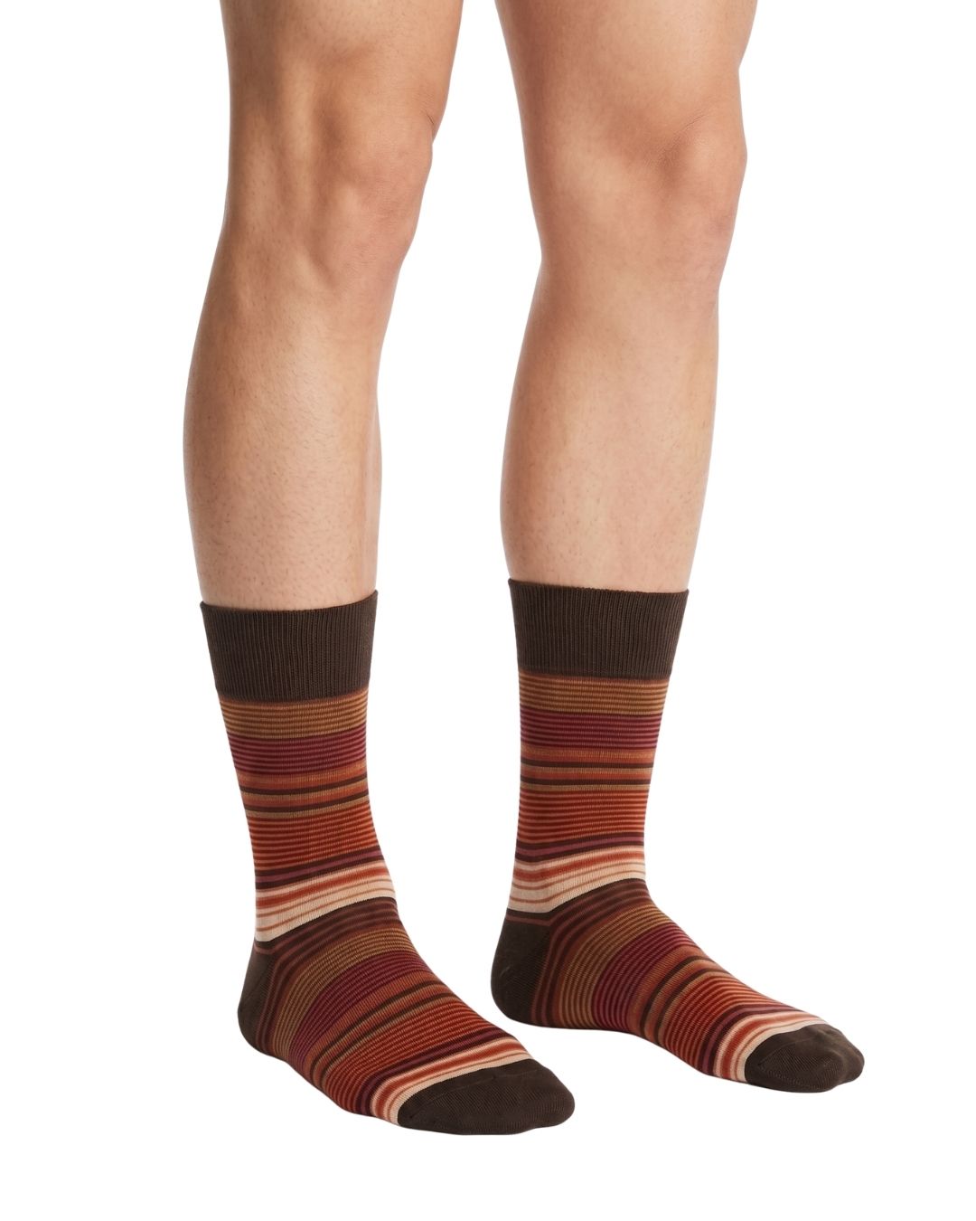 Missoni Missoni Brown Orange Mens Stripe Crew Socks-