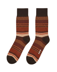 Missoni Missoni Brown Orange Mens Stripe Crew Socks-