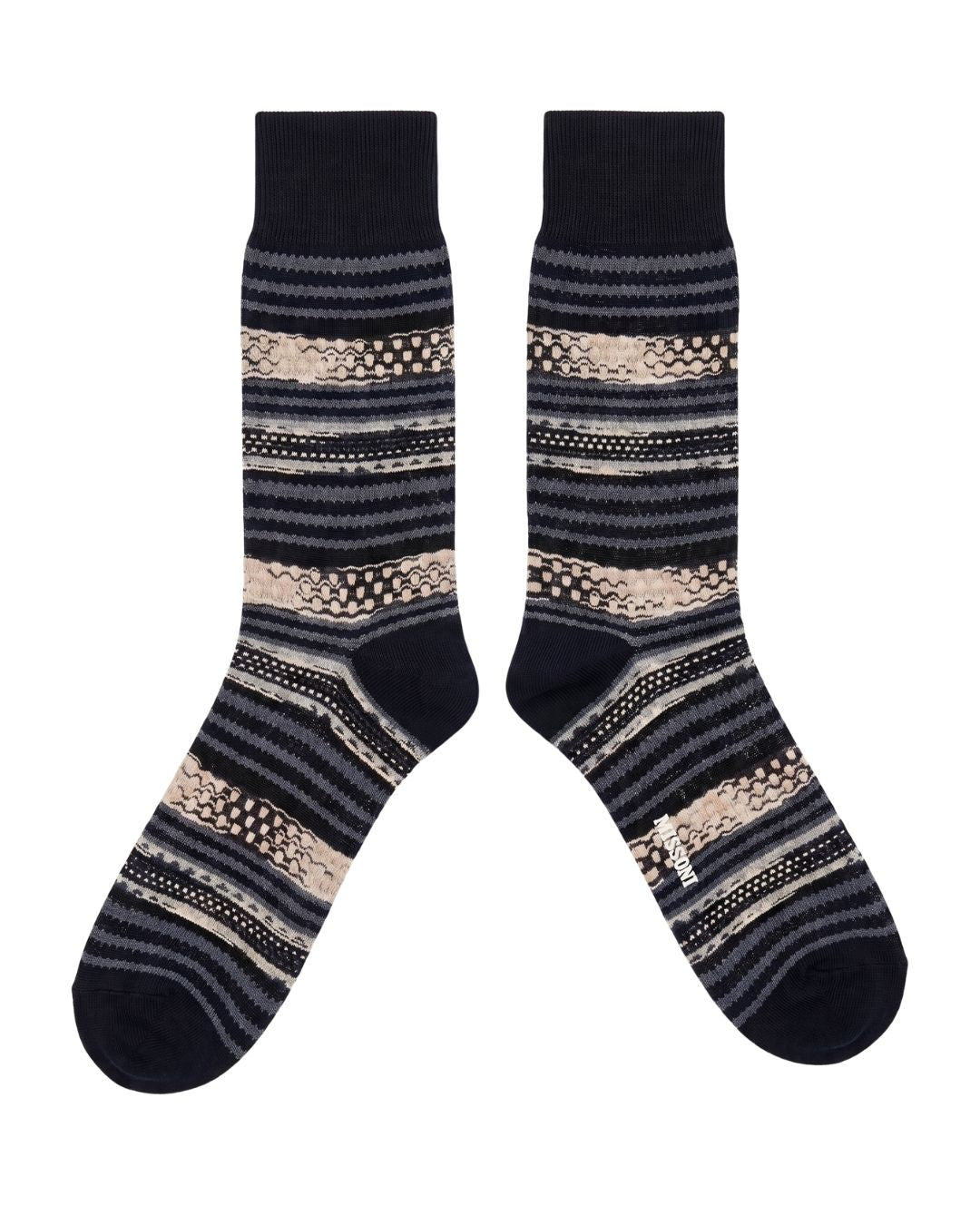 Missoni Missoni Black  Mens Textured Pattern Crew Socks-