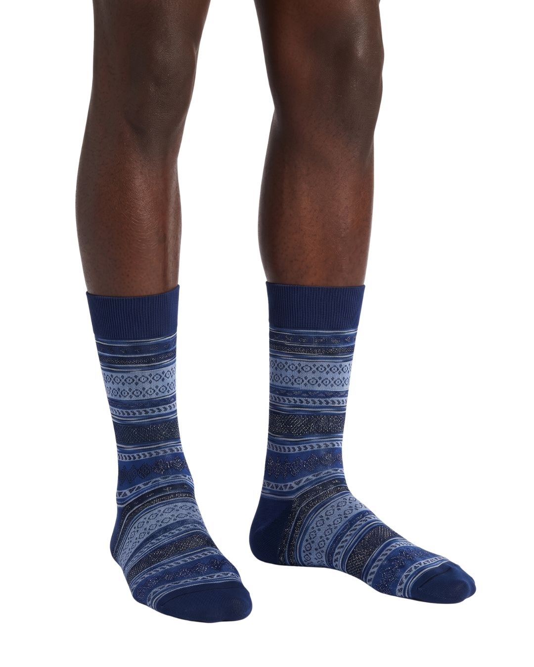 Missoni Missoni Deep Blue Mens Stripe Pattern Crew Socks-