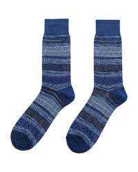 Missoni Missoni Deep Blue Mens Stripe Pattern Crew Socks-