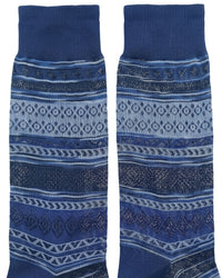 Missoni Missoni Deep Blue Mens Stripe Pattern Crew Socks-