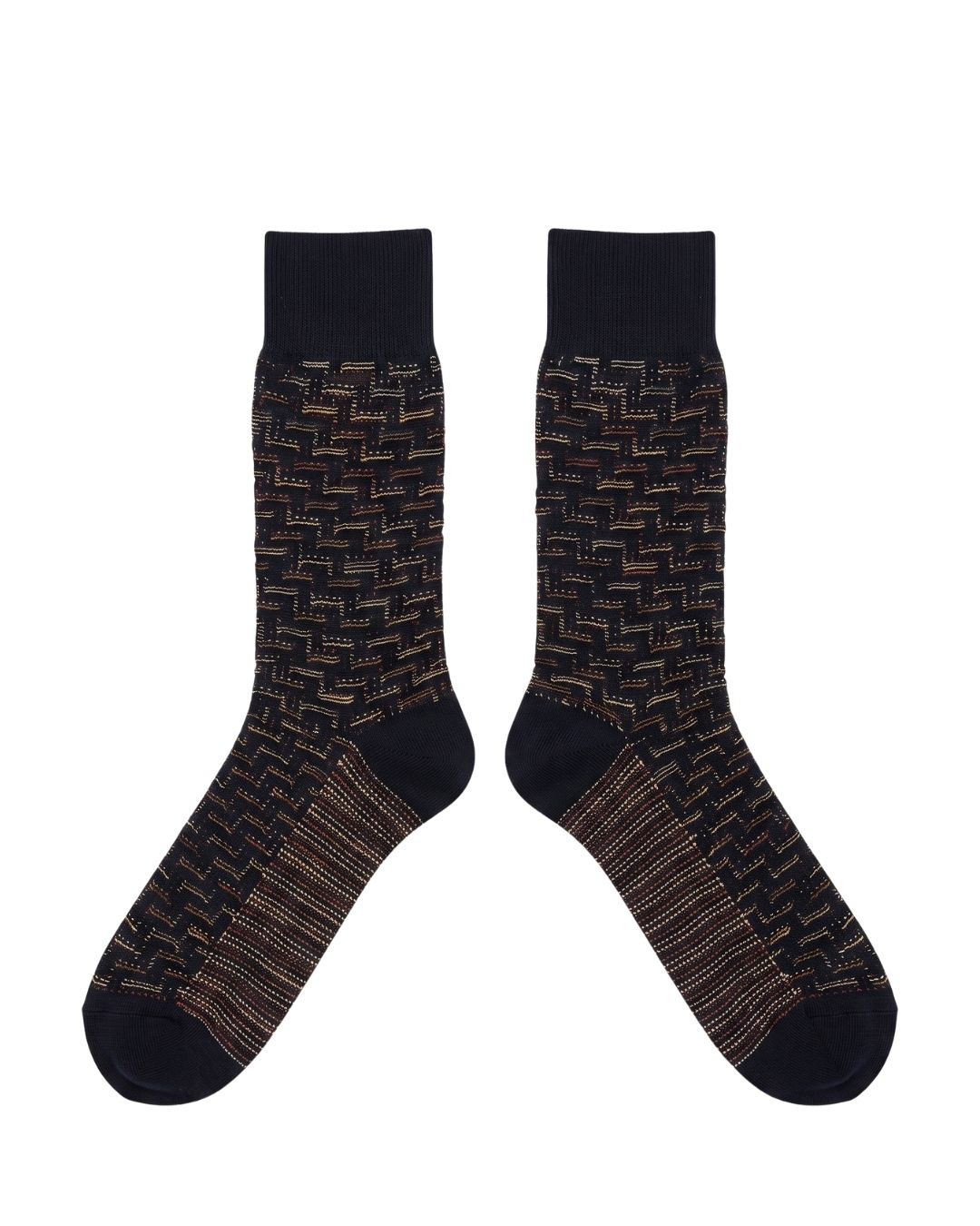 Missoni Missoni Black Red Mens Textured Melange Crew Socks-