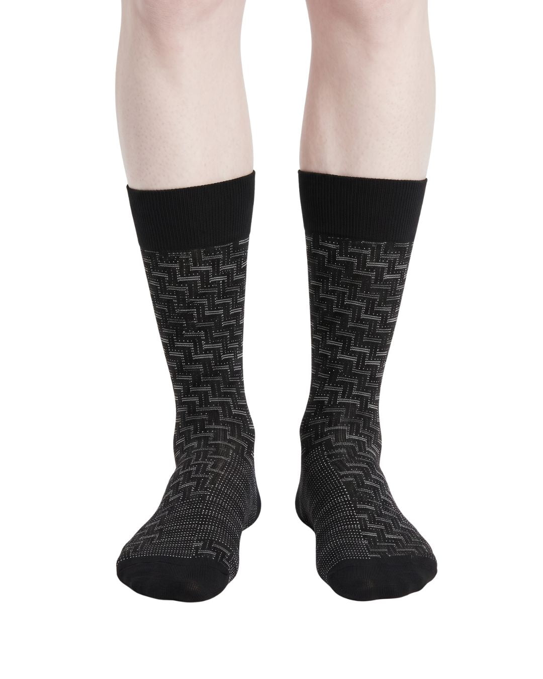Missoni Missoni Black White Mens Textured Melange Crew Socks-