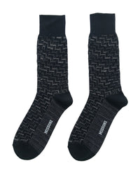 Missoni Missoni Black White Mens Textured Melange Crew Socks-
