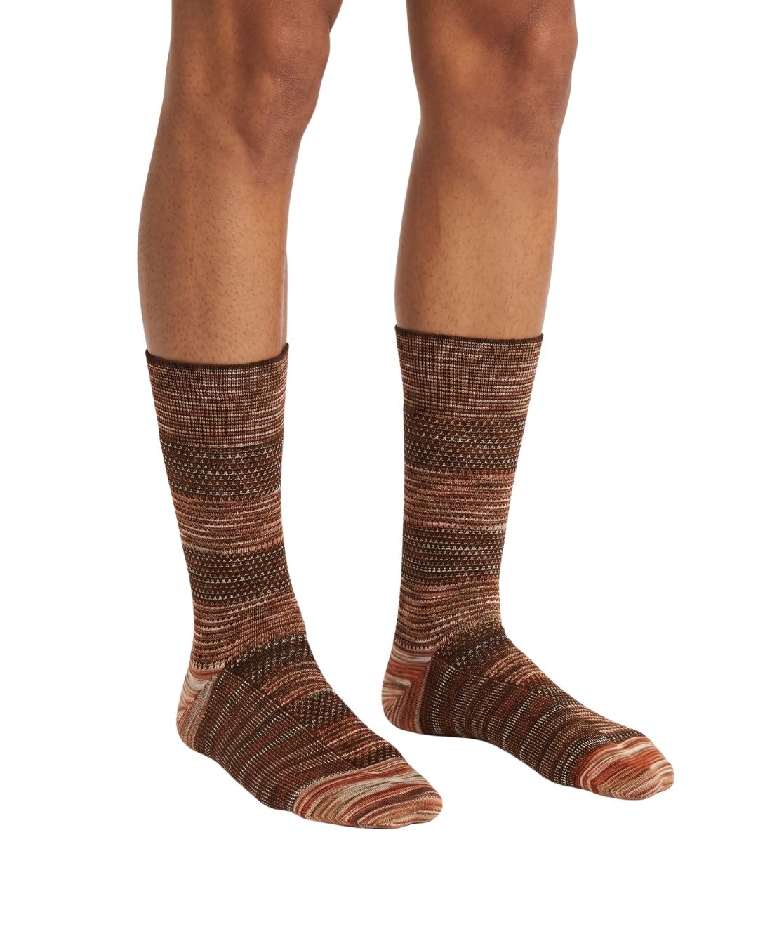 Missoni Missoni Brown Multi Mens Textured Melange Crew Socks-