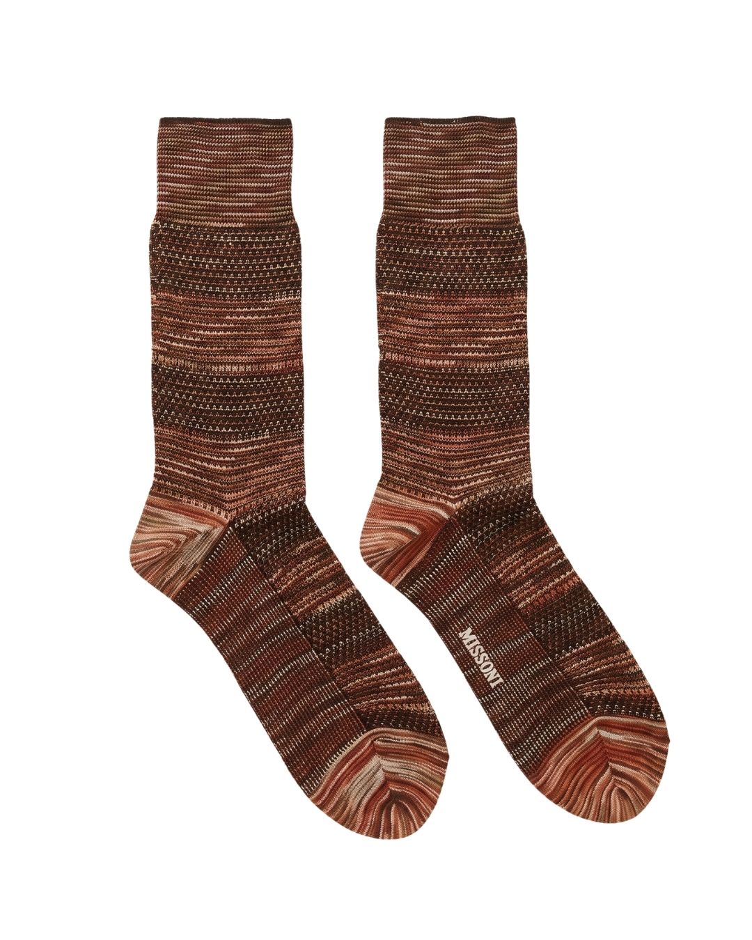Missoni Missoni Brown Multi Mens Textured Melange Crew Socks-