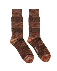 Missoni Missoni Brown Multi Mens Textured Melange Crew Socks-