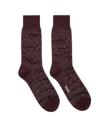 Missoni Missoni Dark Plum Mens Textured Melange Crew Socks-
