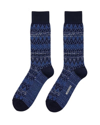 Missoni Missoni Blue White Mens Textured Melange Crew Socks-M
