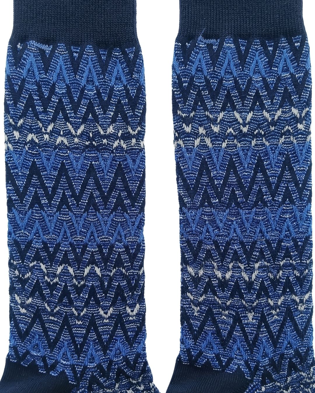 Missoni Missoni Blue White Mens Textured Melange Crew Socks-M