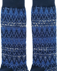 Missoni Missoni Blue White Mens Textured Melange Crew Socks-M