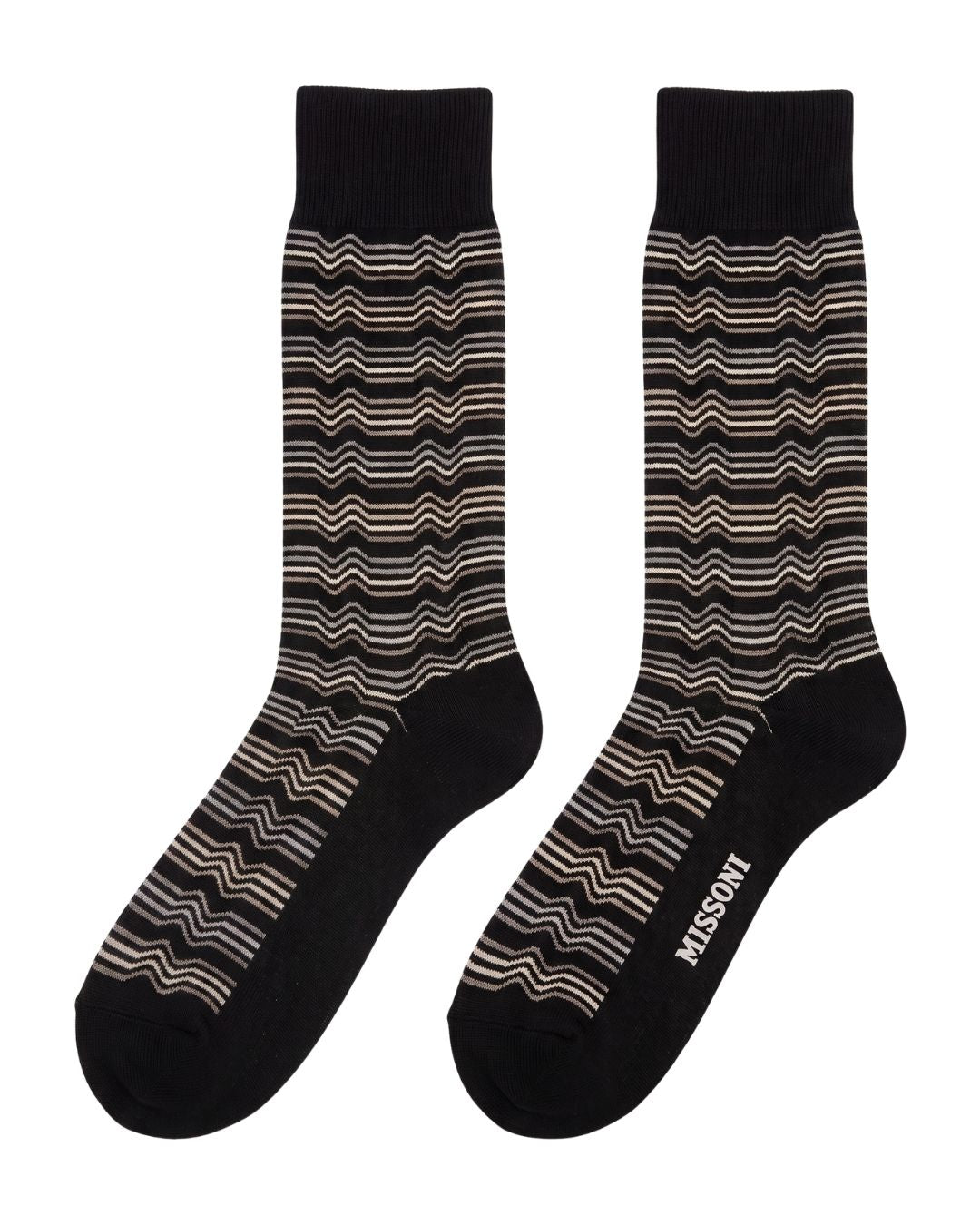 Missoni Missoni Black  Mens Wave Stripe Crew Socks-S