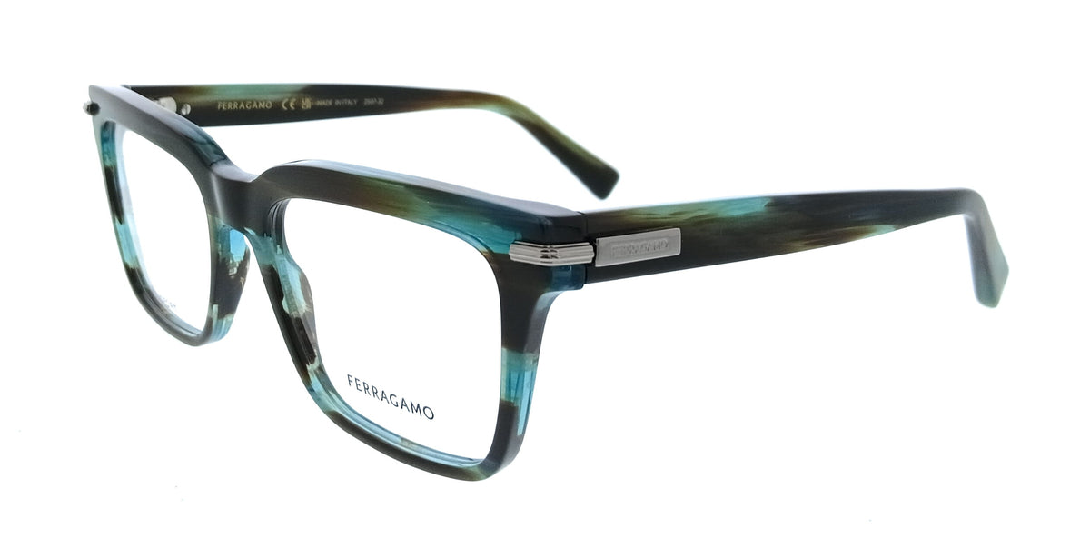 Salvatore Ferragamo Striped Green Rectangle SF3014 315 Eyeglasses