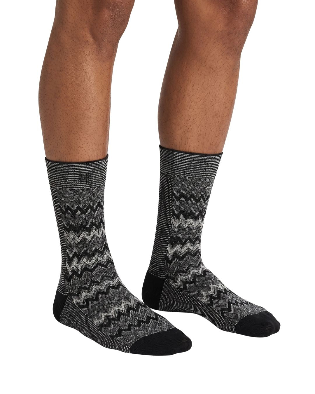 Missoni Missoni Grey Tone Mens Chevron Melange Crew Socks-S