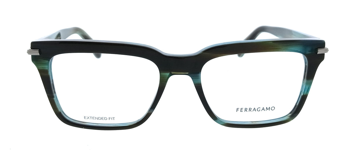 Salvatore Ferragamo Striped Green Rectangle SF3014 315 Eyeglasses