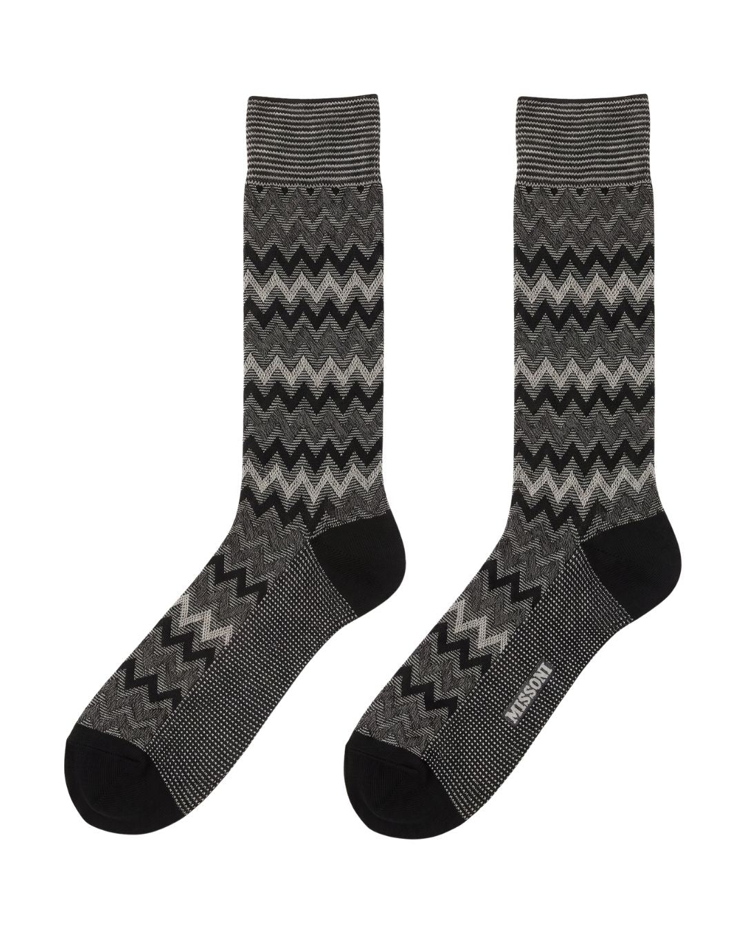 Missoni Missoni Grey Tone Mens Chevron Melange Crew Socks-S