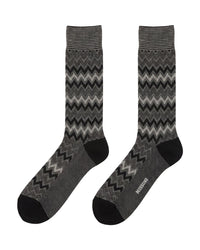 Missoni Missoni Grey Tone Mens Chevron Melange Crew Socks-S