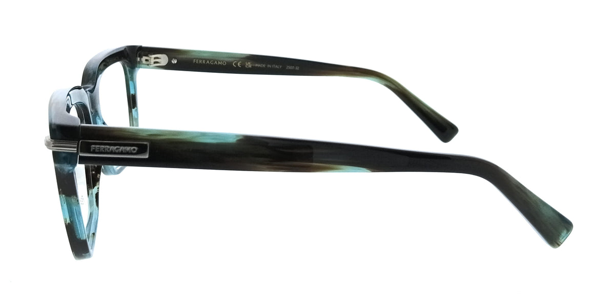 Salvatore Ferragamo Striped Green Rectangle SF3014 315 Eyeglasses