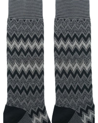 Missoni Missoni Grey Tone Mens Chevron Melange Crew Socks-S