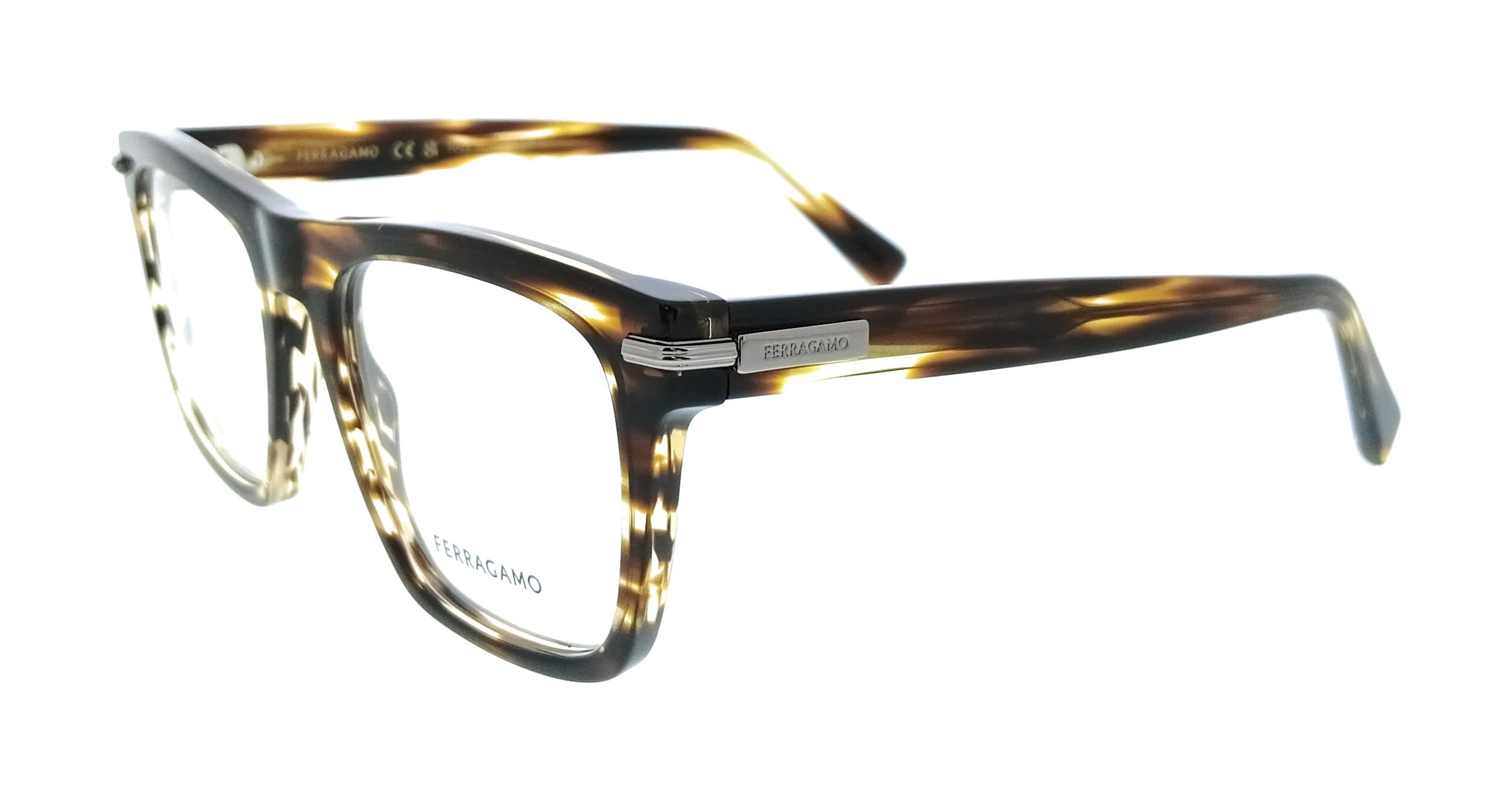 Salvatore Ferragamo Striped Brown Rectangle SF3015 216 Eyeglasses