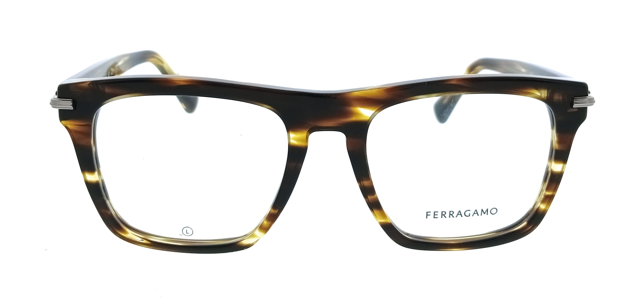 Salvatore Ferragamo Striped Brown Rectangle SF3015 216 Eyeglasses