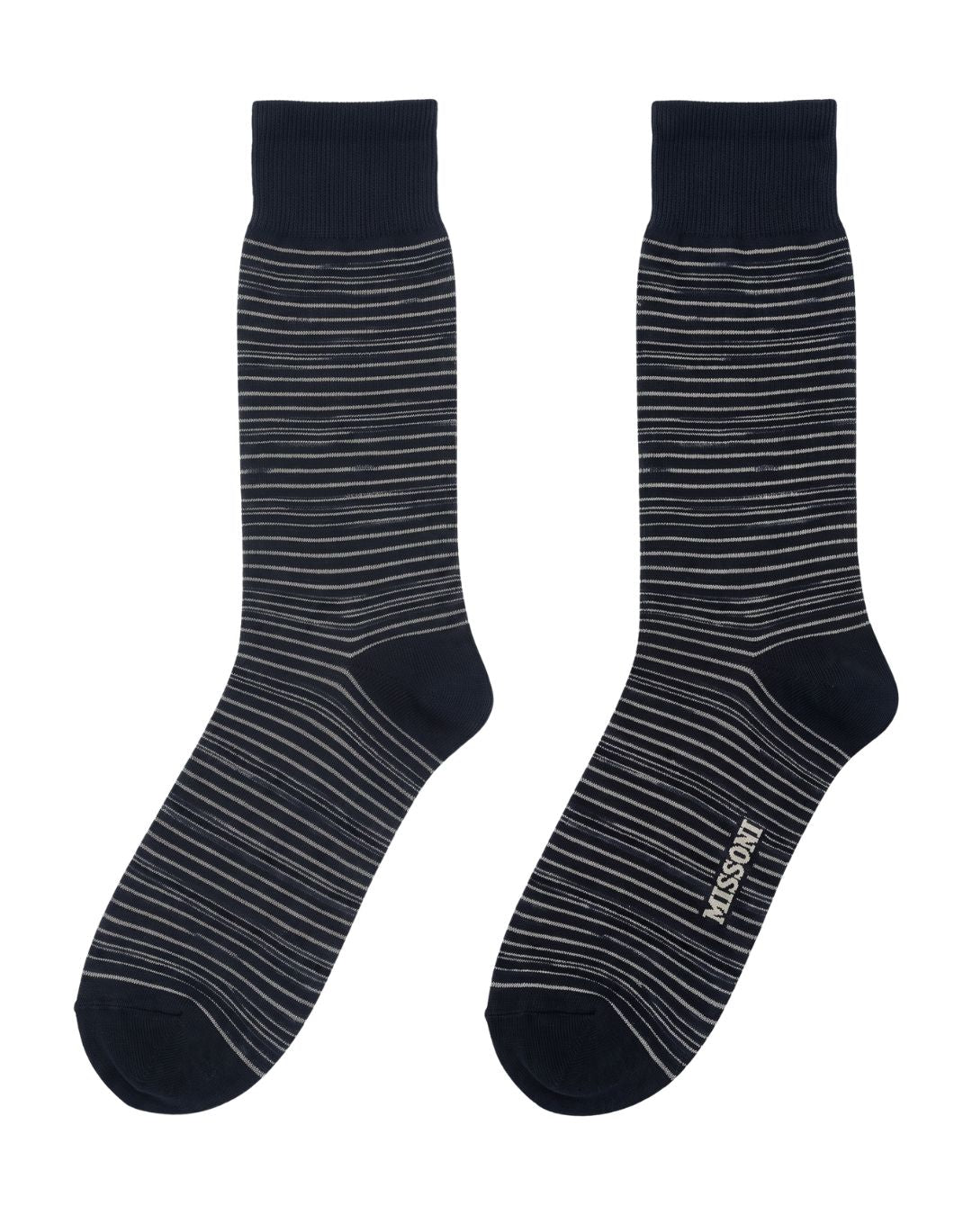 Missoni Missoni Black Mens Micro Chevron Stripe Crew Socks-M