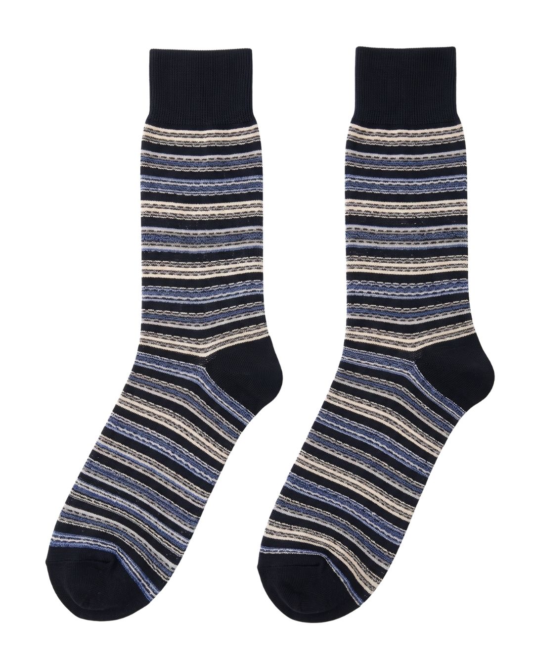 Missoni Missoni Blue Grey Mens Stripe Crew Socks-M