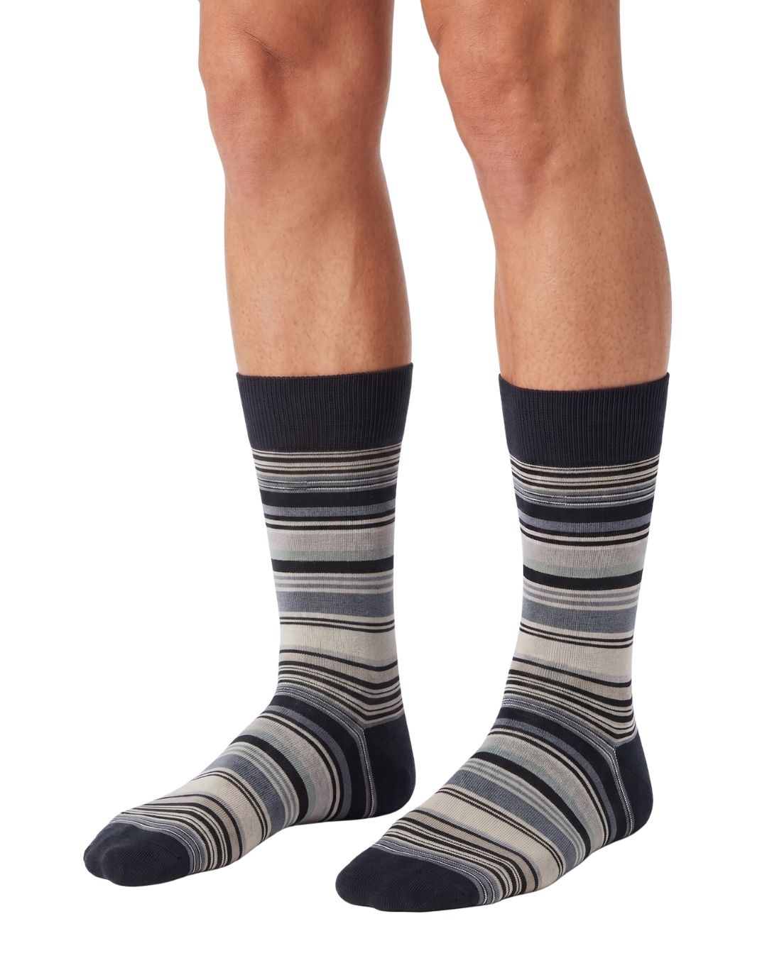 Missoni Missoni Beige Black Mens Stripe Crew Socks-M