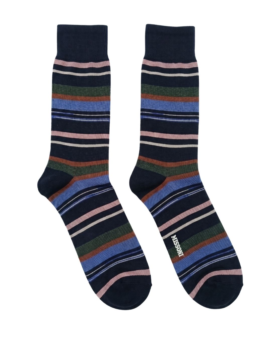 Missoni Missoni Black Green  Mens Stripe Crew Socks-M