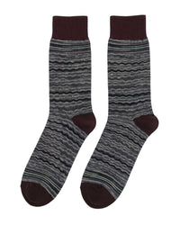 Missoni Missoni Purple Blue Mens Knit Stripe Crew Socks-M
