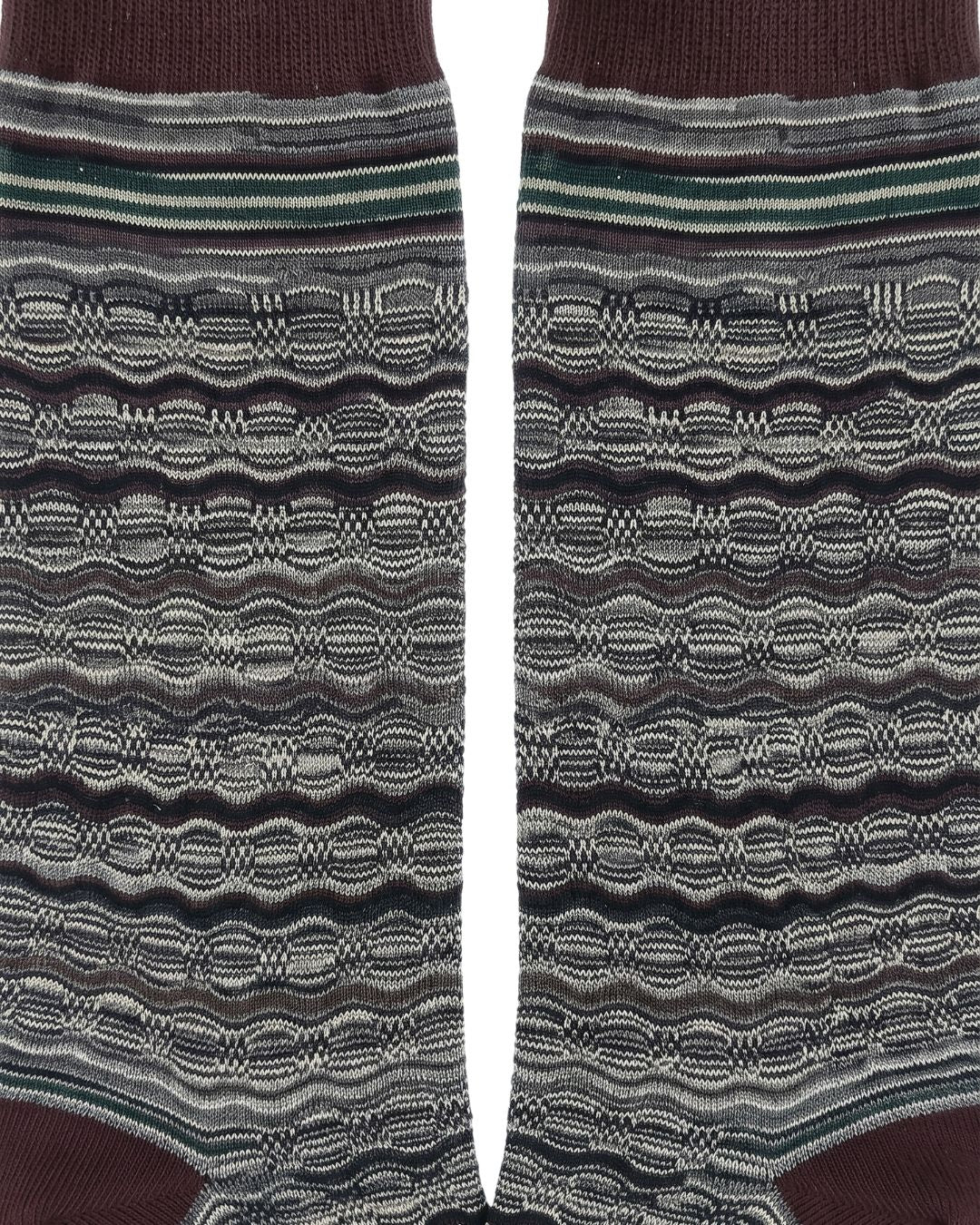 Missoni Missoni Purple Blue Mens Knit Stripe Crew Socks-M