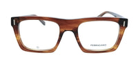 Salvatore Ferragamo Striped Brown Rectangle SF3029 216 Eyeglasses