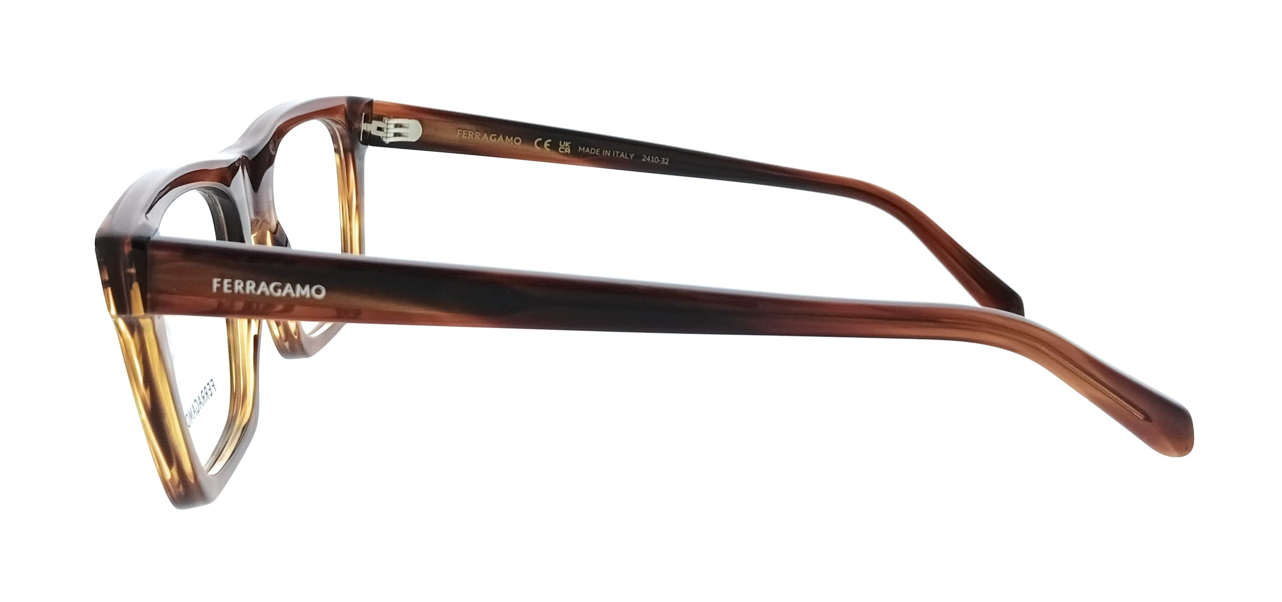Salvatore Ferragamo Striped Brown Rectangle SF3029 216 Eyeglasses