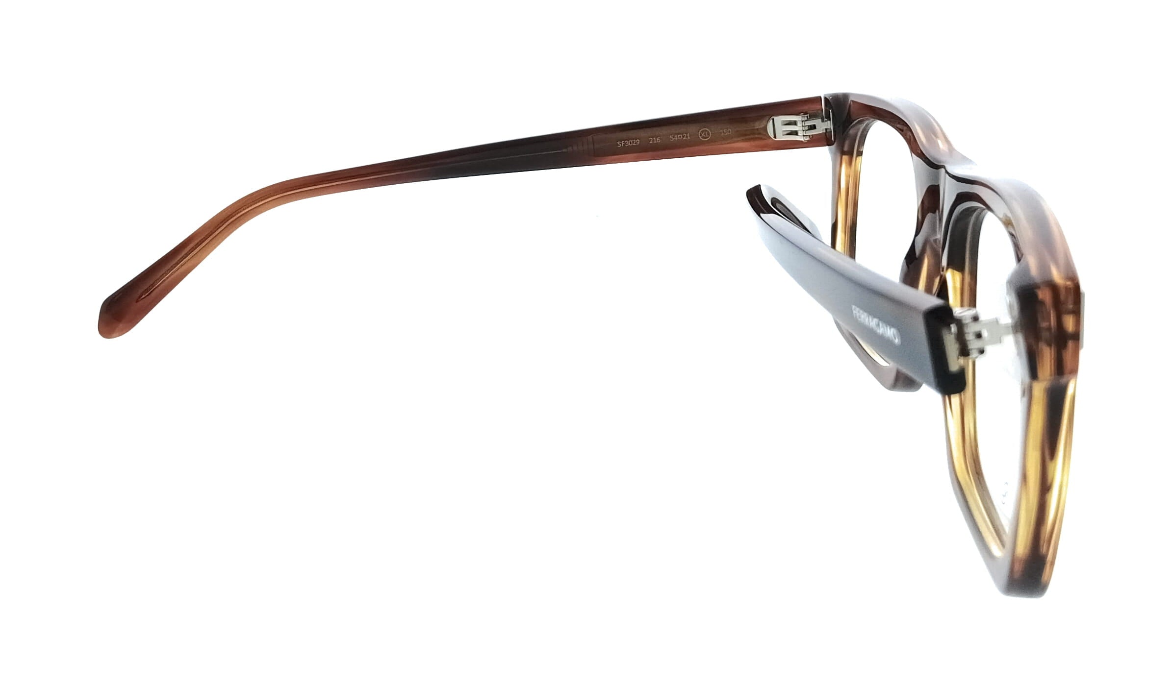 Salvatore Ferragamo Striped Brown Rectangle SF3029 216 Eyeglasses