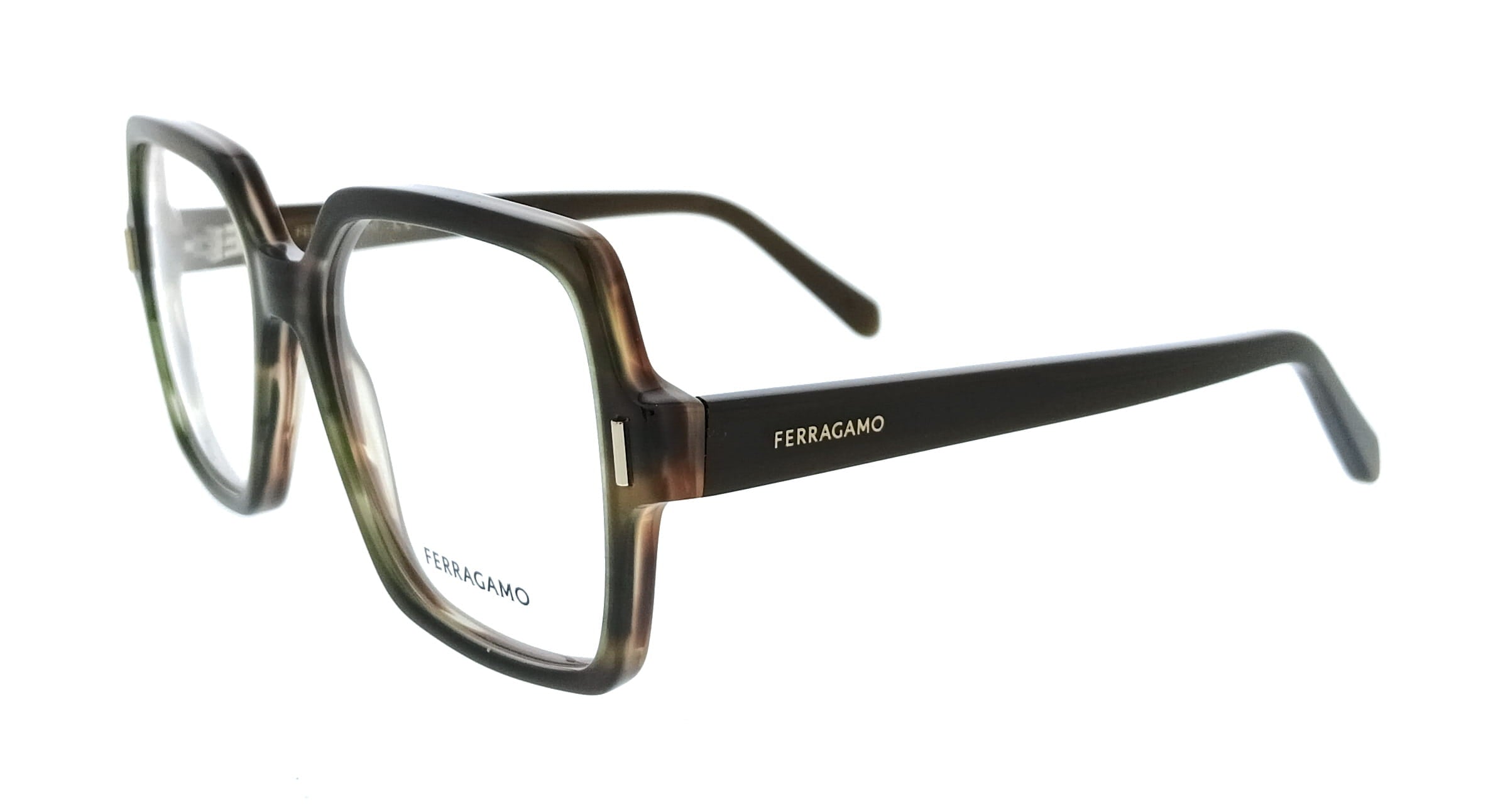Salvatore Ferragamo Striped Brown Green Cat Eye SF3031 280 Eyeglasses