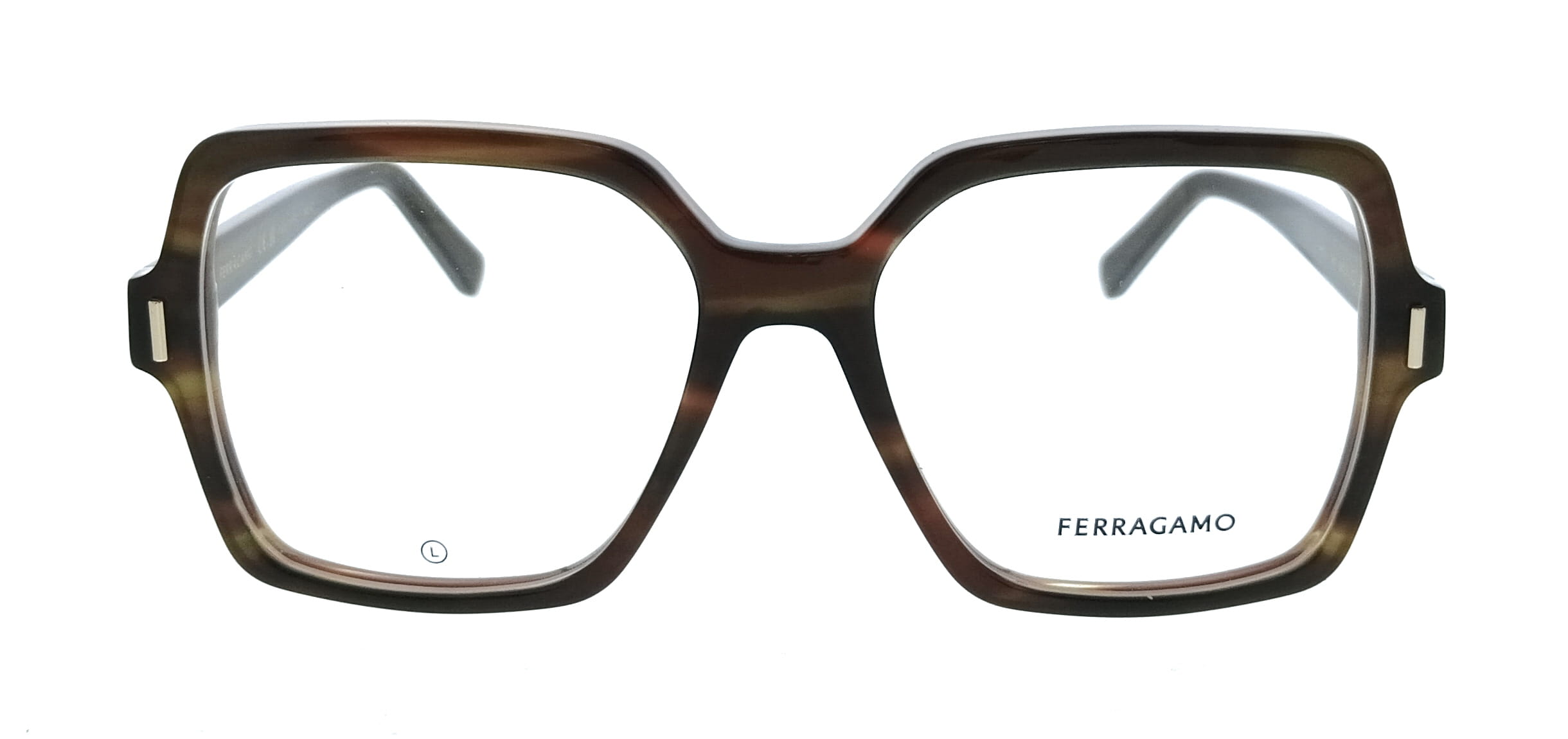 Salvatore Ferragamo Striped Brown Green Cat Eye SF3031 280 Eyeglasses